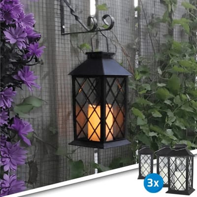 Solar lantaarn buiten 'Candle II' - Voordeelset 3 stuks - Solar lantaarn voor buiten - Tuinverlichting - Buitenlamp op zonne-energie