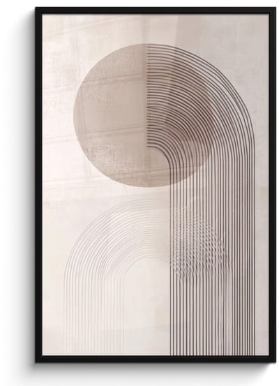 Poster in lijst - Fotolijst 80x120 cm - Posters - Minimalistisch - Cirkel - Lichtgrijs - Posterlijst zwart - Decoratie - Wanddecoratie woonkamer - Muurdecoratie slaapkamer