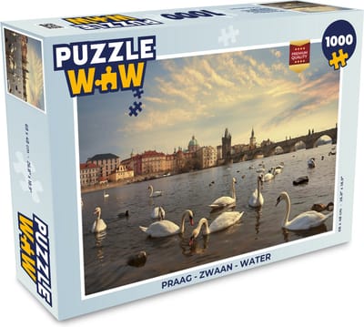 Puzzel Praag - Zwaan - Water - Legpuzzel - Puzzel 1000 stukjes volwassenen