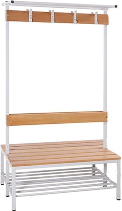 Garderobe set voor kleedkamers met bank, en hoeden/schoenenplank 189cm x 200cm x 80cm Dubbelzijdig