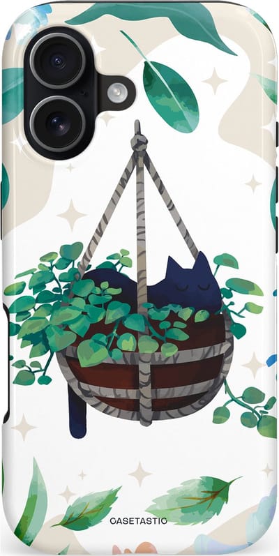 Casetastic hoesje geschikt voor Apple iPhone 17 - MagSafe - Dubbellaagse bescherming - Hangkat - Fashion Case - Lichtgrijs Wit Turquoise Saliegroen