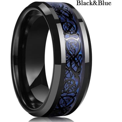 Luxe Heren Sieraden Accessoires 8mm Zilverkleurig Geborsteld Titanium Staal Trouwringen 316L Roestvrij Staal Afgeschuinde Rand Ring Maat 6-13 8 black
