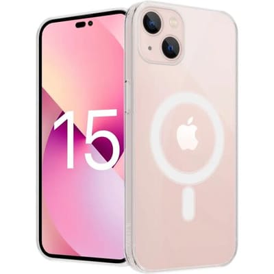 ShieldCase telefoonhoesje geschikt voor Apple iPhone 15 siliconen hoesje met Magneet - magnetisch hoesje - transparant