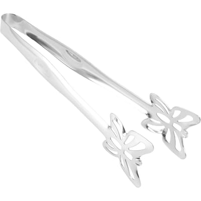 Roestvrijstalen Voedseltang Voedselveilig Verdikt Uitgehold Buffet Serveertang voor Keuken Butterfly Tongs Silver white