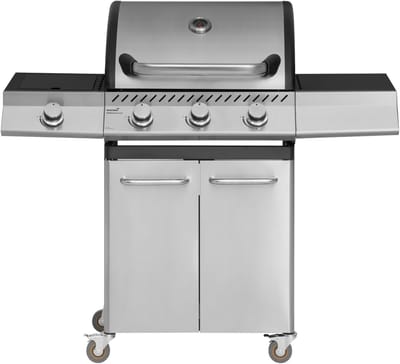 Mustang Gasbarbecue Knoxville 3+1 RVS – met 3 Branders en Zijbrander – 12,8 kW | Gietijzeren Grillrooster