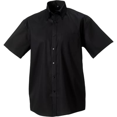 Russell Collection Heren Ultimate Non-Iron Shirt met Korte Mouwen (Zwart)