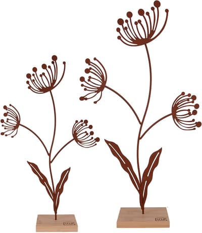 UNUS® Staander decoratieve bloemsilhouet set van 2 metalen roestlook - staand - cadeau - kast decoratie - tafel decoratie