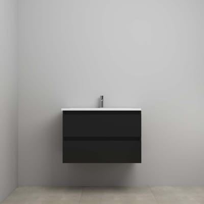 On-Line Onderkast - 80 cm - Voorgemonteerd - Acryl Wastafel - 1 Kraangat - Mat Zwart