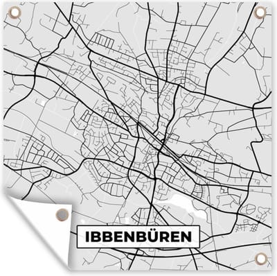 Tuin poster Ibbenbüren - Kaart - Plattegrond - Stadskaart - Duitsland - 200x200 cm - Tuindoek