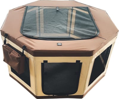 Topmast Puppyren Tent - Buizen Constructie - Beige & Bruin - Hondenren - Puppyrennen - Binnen en Buiten