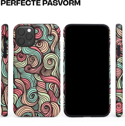 Casetastic hoesje geschikt voor Apple iPhone 11 Pro Max - Dubbellaagse bescherming - Pastel Swirl Vibes - Fashion Case - Taupe Donkergrijs Saliegroen Grijs
