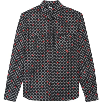 The Kooples Cow Boy Shirt With Polka Dots Black Daisy Print And Red Embr Maat: XS | Korte Broeken Outlet | Heren | Zwart