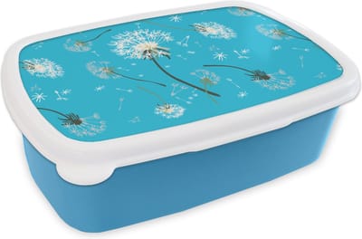 Broodtrommel Blauw - Lunchbox - Brooddoos - Design - Plant - Paardenbloem - 18x12x6 cm - Kinderen - Jongen