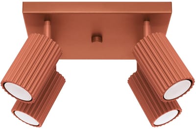 Lumilo Amber Serie - Reflektor Verlichting - 4x GU10 - Ochra Rood - Aluminium