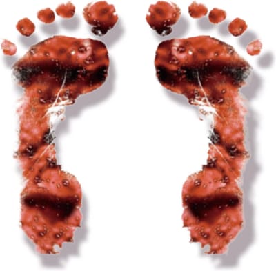 Bloederige voetafdruk, stickers, halloween , Kindercrea