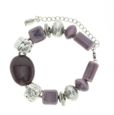 Behave - armband met paarse keramieke kralen - creatieve boho stijl
