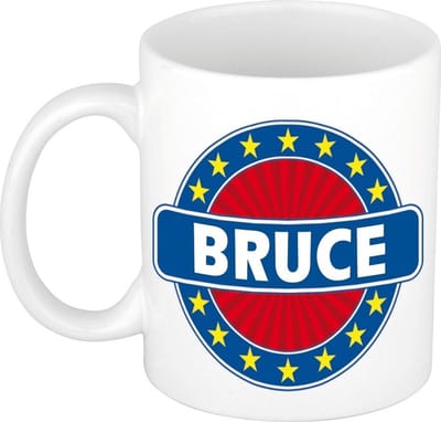 Bellatio Decorations - Bruce voornaam - koffiemok - beker - wit/blauw - 300 ml - Cadeau - Heren - Collega - Vaderdag - Verjaardag