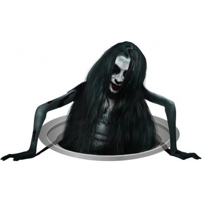 Makkelijk af te pellen Lange Haren Vrouwen Halloween Geest Stickers Verwijderbaar Eng Geest Muurstickers PVC Grappige Halloween Sticker Spookhuis (Black,1600*900*700MM)