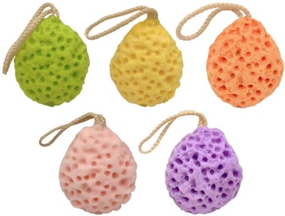 Dailygoods- Badschuim Voordeelverpakking - Honingraat Spons - Zachte Schuimspons - Geschikt Voor Volwassenen/Kinderen - 5 Stuks - Elastisch Materiaal