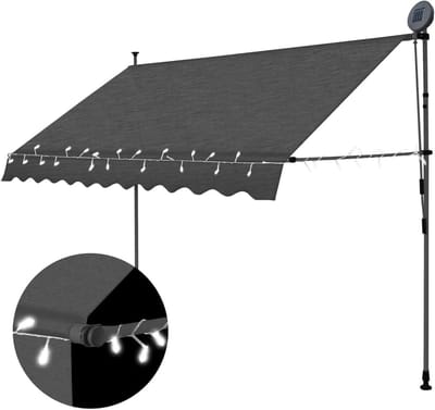 Intrekbare Luifel - Zonnezeil Buiten - Terras Beschermen - Met Ledverlichting - 250 cm - Antracietgrijs