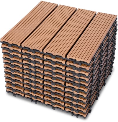 Terrastegels, 77 stuks (7 m²), kliktegels met houtlook, WPC-tegel, 30 x 30 cm, bruin