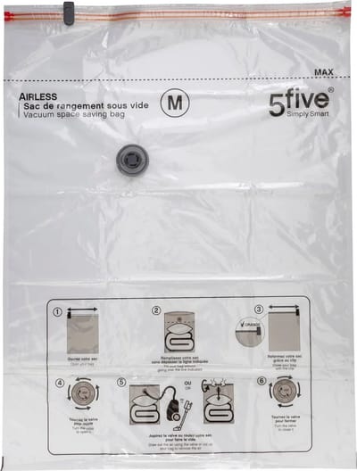 5Five Vacuumzakken voor kleding/textiel - Vacuum opbergzakken - 1x stuks - transparant - 60 x 80 cm - Ook voor kussens en dekens