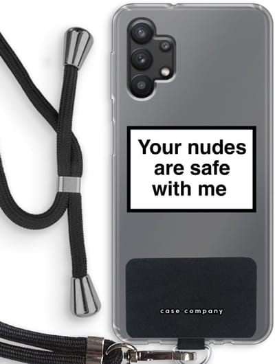 Hoesje met koord geschikt voor Samsung Galaxy A32 5G hoesje met Koord - Safe with me - Telefoonhoesje met Zwart Koord - Bescherming aan alle Kanten en Over de Schermrand