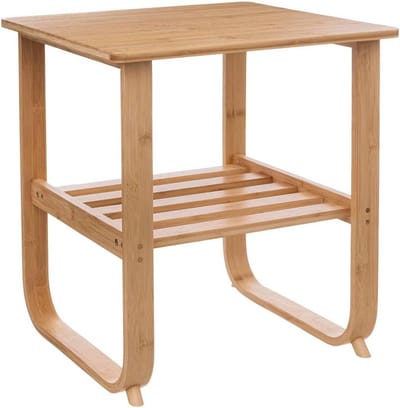 Bijzettafel Bamboe - Nachtkastje Tafel - Woonkamer Decoratie - Natuurlijk Materiaal - 45x45x50 cm - Naturel
