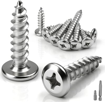 Dailygoods - M5 schroeven, houtschroeven roestvrij staal A2 V2A, 25 stuks M5x16 mm plaatschroeven platte kopschroeven kruiskop zelftappende schroeven volledige schroefdraad boorschroeven voor houten