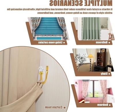Decoratieve Gordijnhouders met Acryl Kristallen Ballen - U-vormige Rafter voor Woonkamer en Thuis, Set van 4 Stuks