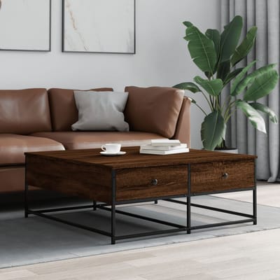 vidaXL - Salontafel - 100x99x40 - cm - bewerkt - hout - bruin - eikenkleur