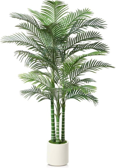 Grote Kunstpalm van 210 cm voor Binnen en Buiten - Tropische Nepplant met Witte Pot - Ideaal voor Slaapkamer, Kantoor en Tuindecoratie