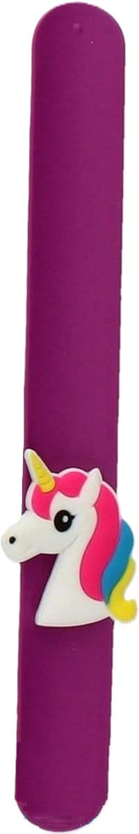 Klaparmband Eenhoorn Paars – Slap Bracelet met Schattige Eenhoorn Bedel Armband – Meisjes Sieraad & Mode Accessoire – Cadeau