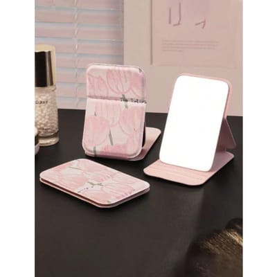 2 Stuks Draagbare Make-upspiegel, PU Leer Kleine Spiegel, Opvouwbaar, Reisspiegel, Geschikt Voor Cadeaus, Reisbenodigdheden, Make-up Benodigdheden 1 Piece - Pink roze