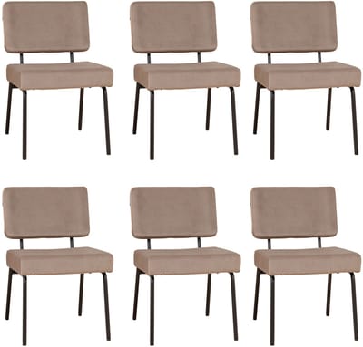 Bronx71® Velvet eetkamerstoel Espen taupe - Eetkamerstoelen set van 6 - stoel