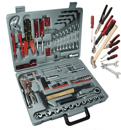 Lomera Gereedschapskoffer 100 Delig - Gereedschapskoffer Gevuld - Gereedschapsset 100 Delig - Gereedschapset in Koffer - Gereedschapskist 100 Delig - Complete Gereedschapsset - Handgereedschap Set - Doppenset in Koffer