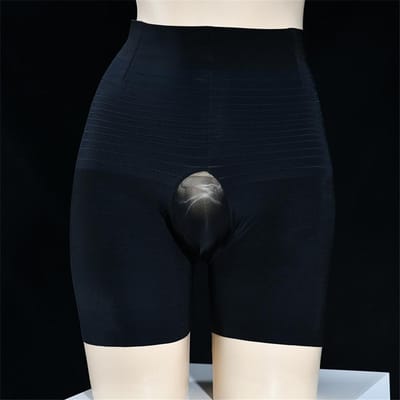 Sexy Mannen Afslankende Slips Hoge Taille Corrigerende Shaping Slips Compressie Ondergoed Buik Buikvormer Kort Grote Maten F24 XXL black