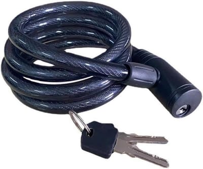 Fietsslot, fietsslot met 2 sleutels, 120 cm/12 mm, veiligheidsspiral voor fiets, motorfiets, kinderwagen, scooter, skateboard, zwart
