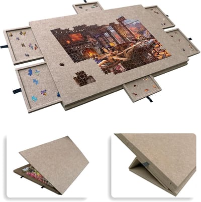 Puzzelbord - Puzzeltafel - Puzzels Leggen - Opvouwbaar Met Laden - 77x53.6cm - Donkergrijs