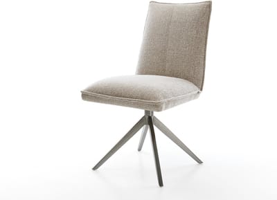 Eetkamerstoel Lelio-Flex kruisframe breed grafiet geweven stof beige 360° draaibaar rocker-functie pocketveer kern