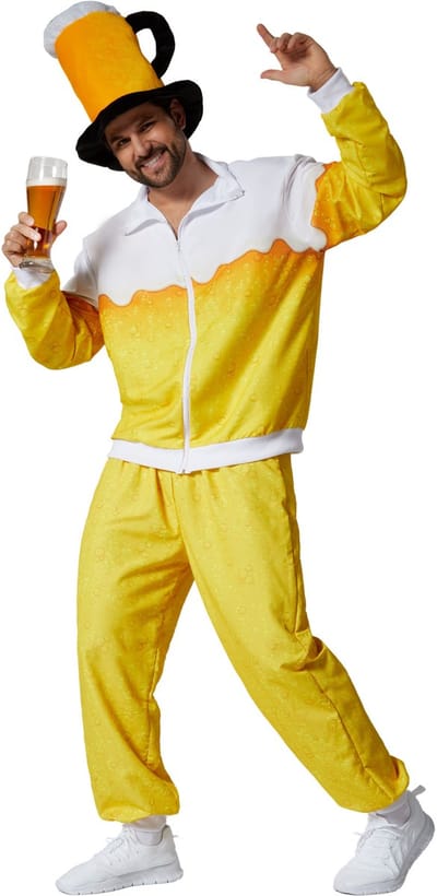 dressforfun - herenkostuum Bier joggingpak - S - Verkleedkleding carnaval - Halloween - Verkleden - Feestkleding - Carnavalskleding - Feest - Partykleding