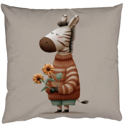 Sierkussens - Kussentjes Woonkamer - 50x50 cm - Zebra - Zonnebloemen - Warm