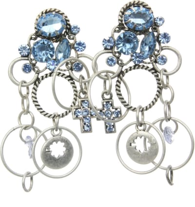 Behave - Oorstekers met Cirkelvormige Hangers en Steentjes - Blauw