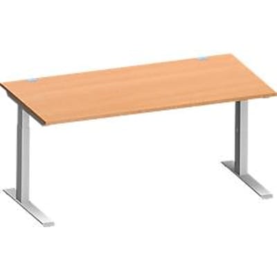 Schäfer Shop Genius MODENA FLEX bureau, C-poot rechthoekige buis, B 1600 x D 800 mm, beuken/wit aluminium