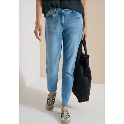 Jeans met Mid Waist-taille en Slim Leg-pijpen in casual pasvorm