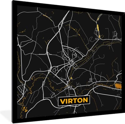 Fotolijst incl. Poster - Stadskaart - Virton - Gold - Kaart - Plattegrond - 40x40 cm - Posterlijst