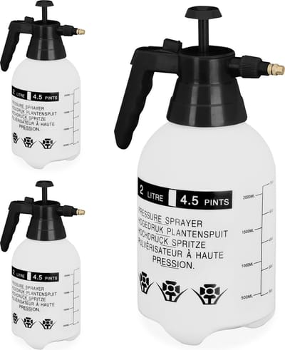 3x drukspruit 2 l - plantenspuit - onkruidspuit zwart - druksproeier - met pomp