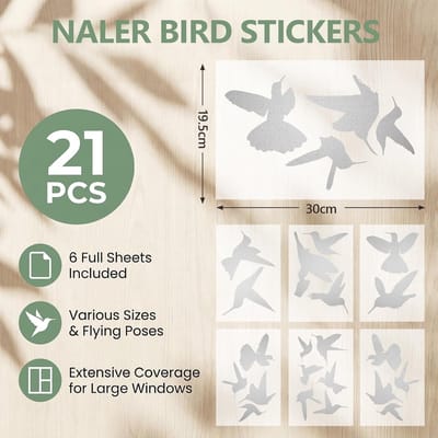 21 Stuks UV-reflecterende Vogelbeschermingsstickers voor Ramen - Melkglas Design, Statistisch Hechtend, Effectief Tegen Vogelslag