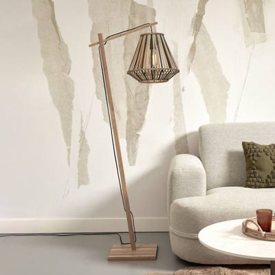 GOOD&MOJO Vloerlamp Merapi - Bamboe/Zwart - 57x30x150cm - Modern - Staande lampen voor Woonkamer - Slaapkamer