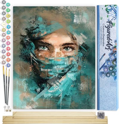 Figured'Art Schilderen op Nummer Volwassenen canvas Mooie ogen - Handwerk acrylverf Kit DIY Compleet - 40x50cm met DIY houten lijst